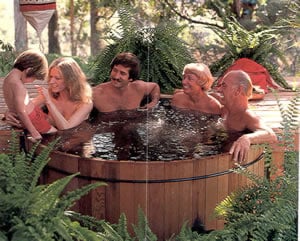 original Americal hot tubs were made from barrels